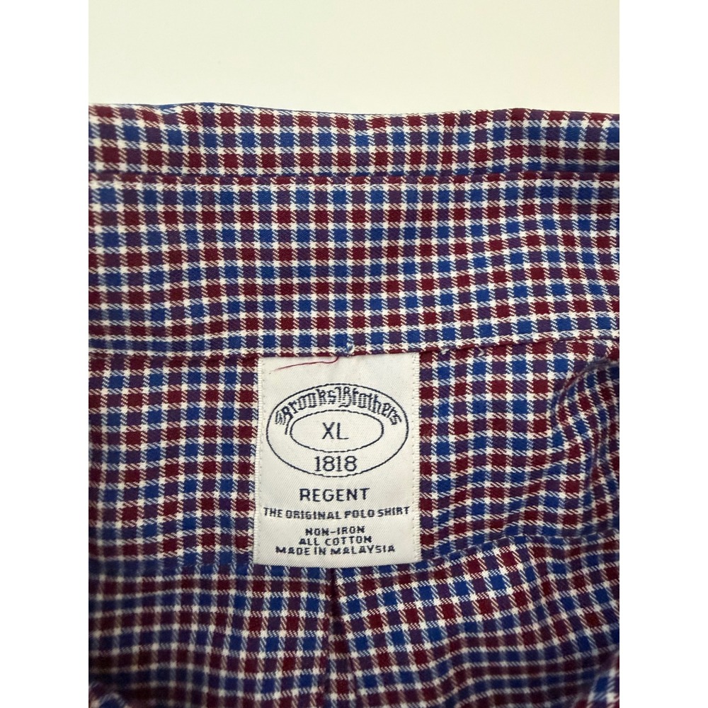 Brooks Brothers Regent Non-Iron Shirt Mens XL Red Blue Micro Check Button Down - Picture 3 of 7